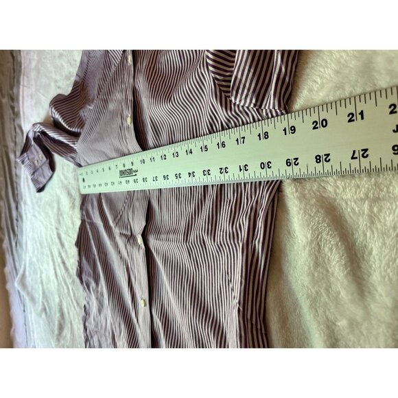 Faconnable Womens Purple White Striped Long-Sleeve Button-Down Shirt Size 4 - Picture 5 of 9